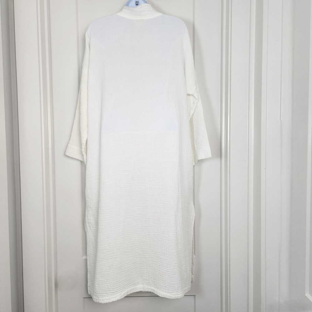 Honest Cotton White Double Gauze Tunic Dress OS Lagenlook Coastal Minimalist - Picture 3 of 16